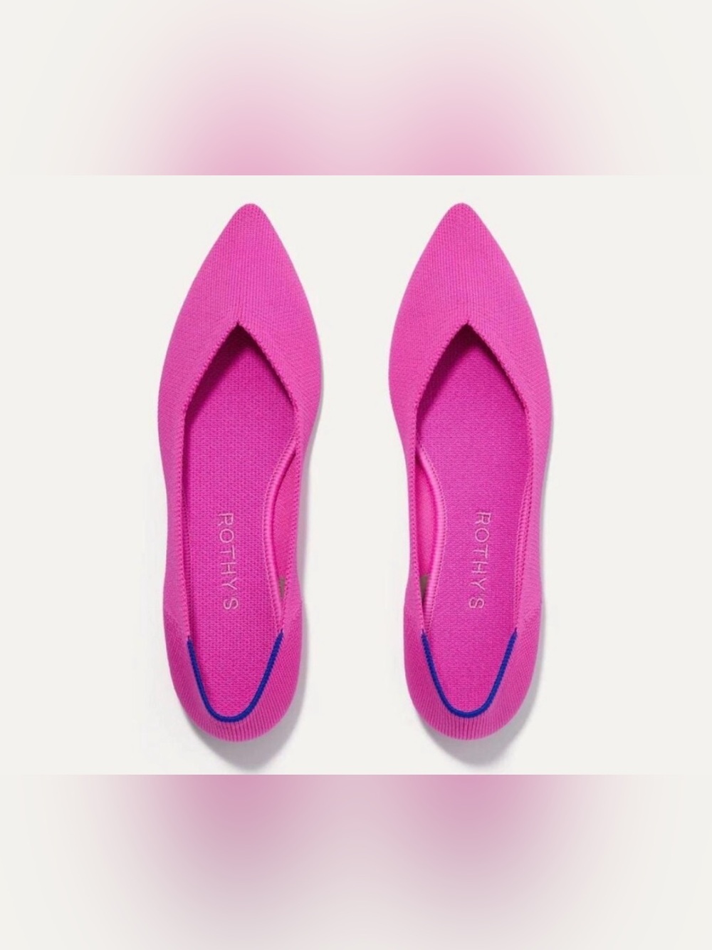 NEW ROTHY’S THE POINT HOT PINK KNIT POINTY TOE FLAT BALLET SLIP ON SHOES SZ 9